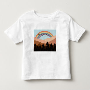Camiseta De Bebé Paisaje Resumen Árboles forestales Arcoiris y Aves