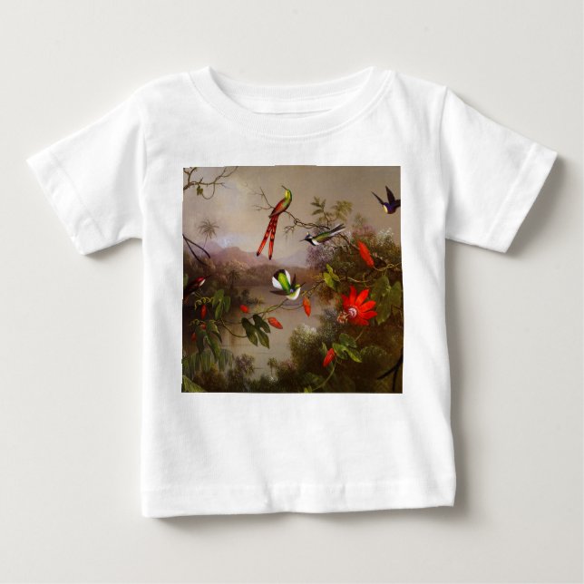 Camiseta De Bebé Paisaje tropical con 10 Hummingbirds Heade (Anverso)