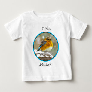 Camiseta De Bebé Pájaro azul oriental en nieve - Fotografía origina