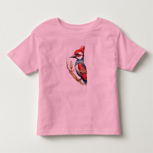 Camiseta De Bebé Pájaro Carpintero Rojo y Azul (Anverso)