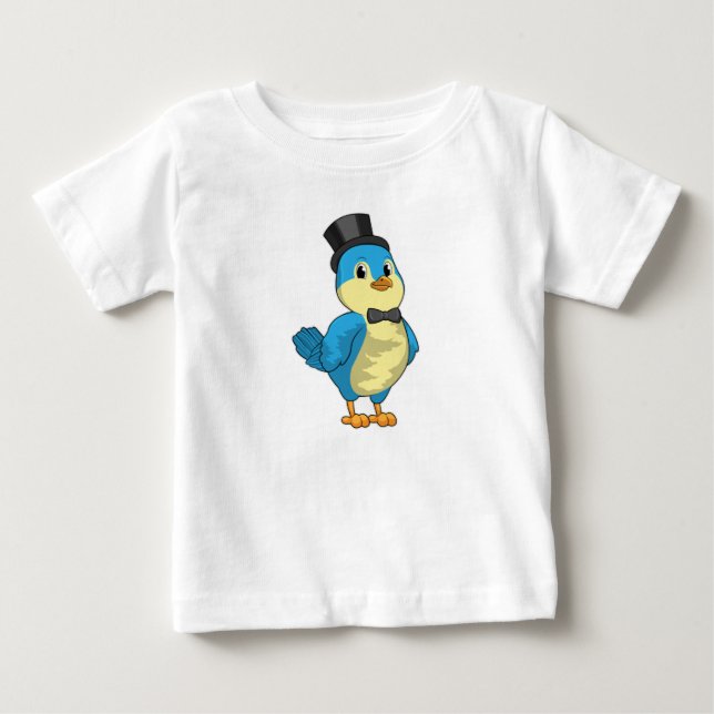 Camiseta De Bebé Pájaro como novio con cinta (Anverso)