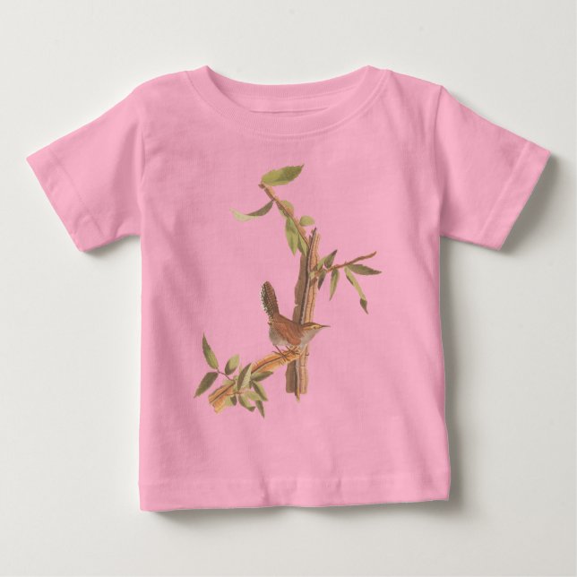 Camiseta De Bebé Pájaro de Audubon Bewick sobre árbol de madera de  (Anverso)