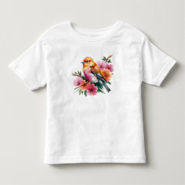 Camiseta De Bebé Pájaro de Flor Rosa