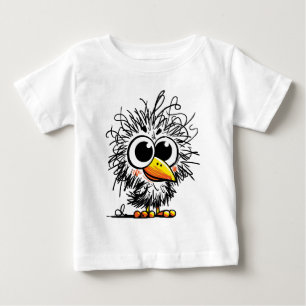 Camiseta De Bebé Pájaro Desgreñado: Arte Lindo y Divertido