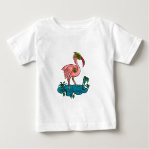Camiseta De Bebé Pájaro mecánico, flamingo rosado Mecha Robot