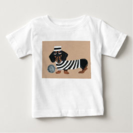 Camiseta De Bebé Pájaro Preso Ladrón de Golosinas Dachshund Negro y