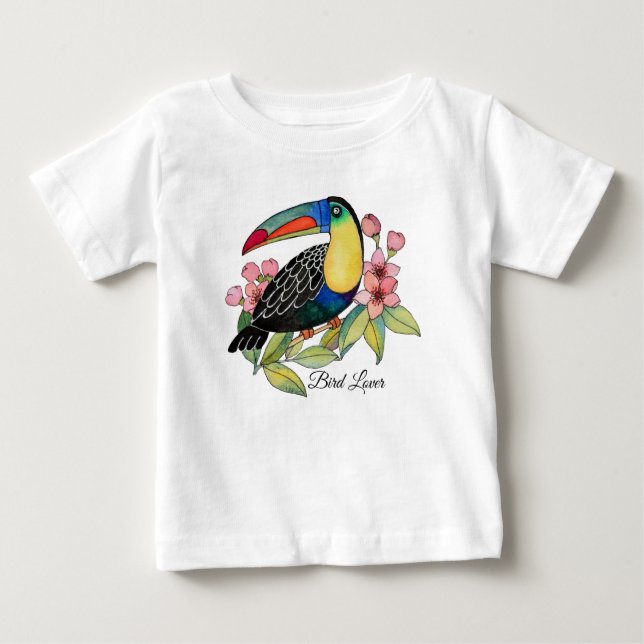 Camiseta De Bebé Pájaro Turco Acuático Con Flores (Anverso)