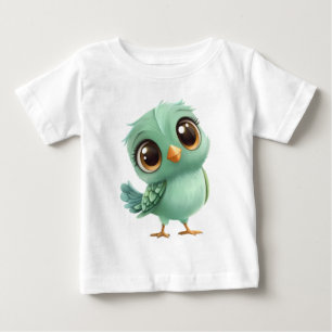 Camiseta De Bebé Pájaro Verde Chibi – Dibujos Animados Lindos con O