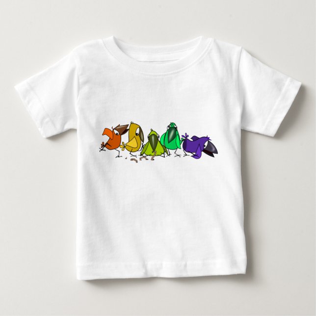 Camiseta De Bebé Pájaros coloridos Camiseta bebé (Anverso)