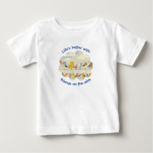 Camiseta De Bebé Pájaros En Un Cable