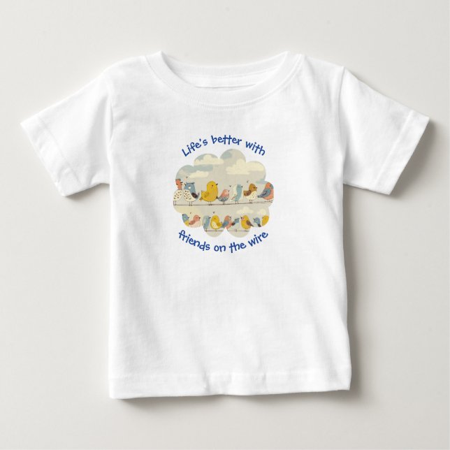 Camiseta De Bebé Pájaros En Un Cable (Anverso)