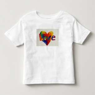 Camiseta De Bebé Palabra de amor Corazón arcoiris Purpurina Art Tee