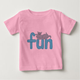 Camiseta De Bebé palabra divertida en aqua con gato gris juguetón, 