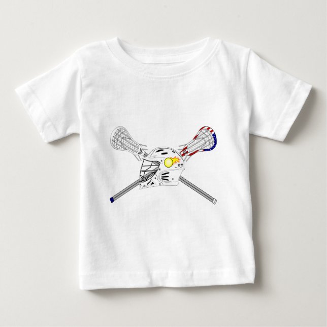 Camiseta De Bebé Palillos de LaCrosse con el casco (Anverso)