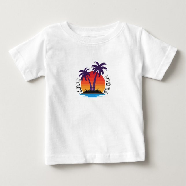 Camiseta De Bebé Palm Tree Cali Vibes Sunset (Anverso)