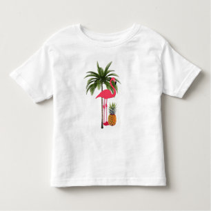 Camiseta De Bebé Palm Tree, Pink Flamingo, Pineapple Toddler Shirt