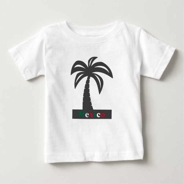 Camiseta De Bebé Palm Tree (vacaciones en México) - Baby Fine Jerse (Anverso)