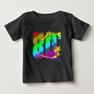 Camiseta De Bebé Palmares coloridos de la puesta del sol de los 80