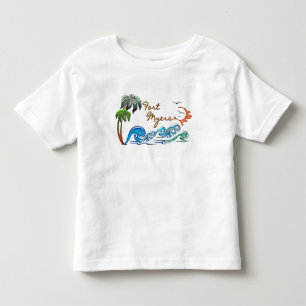 Camiseta De Bebé palmas 3d, ondas y puesta del sol FUERTE MYERS