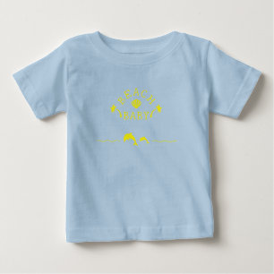 Camiseta De Bebé Palmas y delfines bebé de playa amarillo
