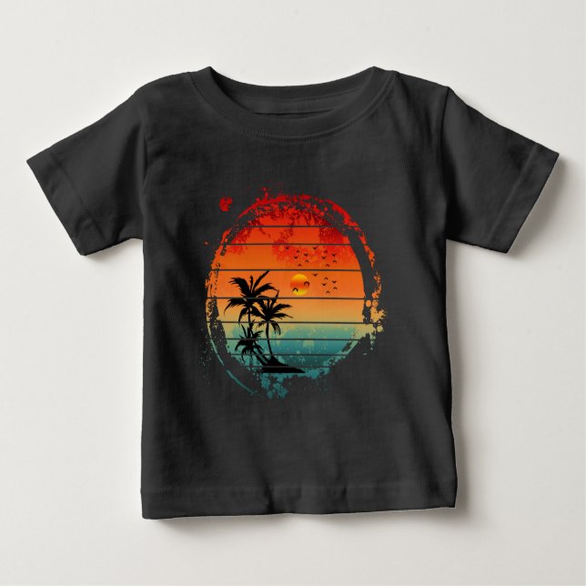 Camiseta De Bebé palmera de sol de moda (Anverso)