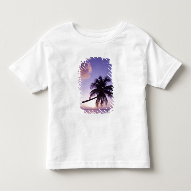 Camiseta De Bebé Palmera solitaria al atardecer, playa de Coconut G (Anverso)