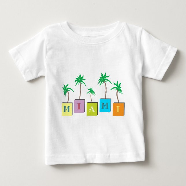 Camiseta De Bebé Palmeras de Miami Beach (Anverso)