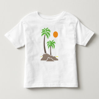 Camiseta De Bebé Palmeras tropicales con sol en una pequeña isla is