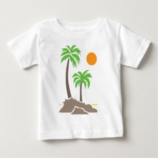 Camiseta De Bebé Palmeras tropicales con sol en una pequeña isla is