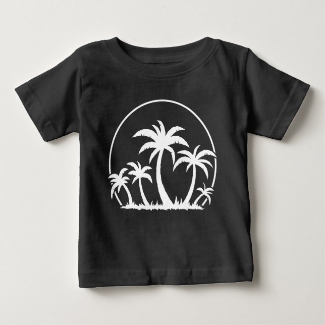 Camiseta De Bebé Palmeras y puesta de sol en blanco (Anverso)