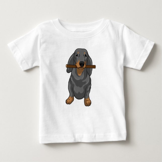 Camiseta De Bebé Palo Dachshund (Anverso)