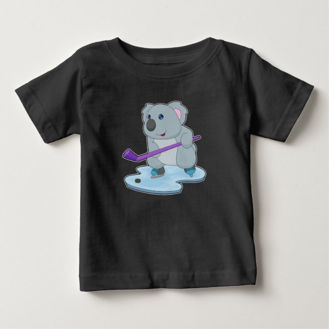Camiseta De Bebé Palo de hockey sobre hielo de Koala (Anverso)