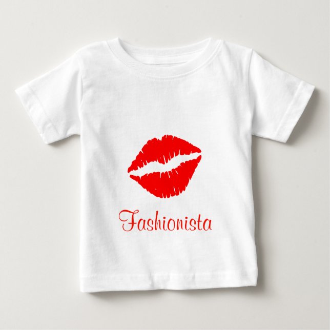 Camiseta De Bebé Palo de labios rojo Imprimir moda (Anverso)