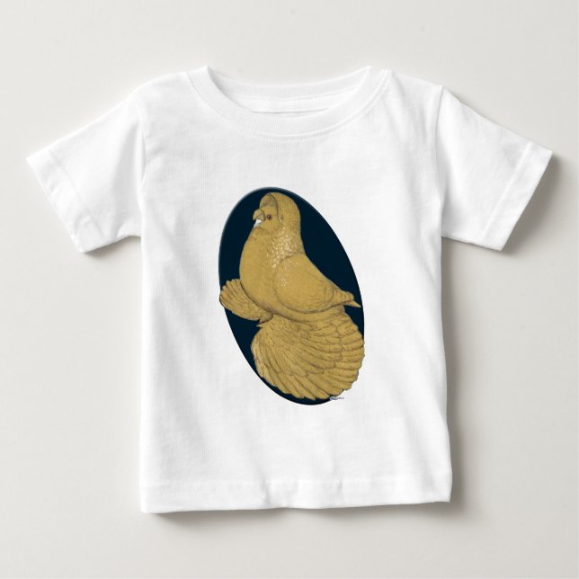 Camiseta De Bebé Paloma trompetero inglesa: oval amarillo (Anverso)
