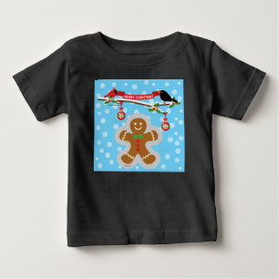 Camiseta De Bebé Pan de jengibre, copos de nieve y aves