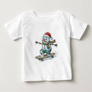 Camiseta De Bebé Pan de Jengibre Patinador Navidad 2026 Fiesta 