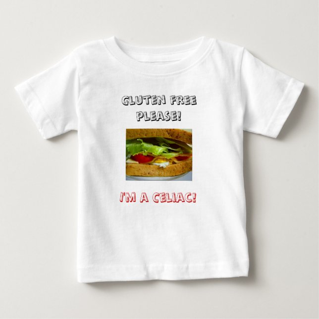 Camiseta De Bebé ¡Pan, gluten libre por favor! ¡, Soy un celiaco! (Anverso)