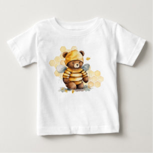 Camiseta De Bebé Panales y oso de peluche de miel marrón