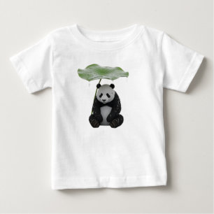 Camiseta De Bebé Panda 3D refugiándose bajo hoja de loto
