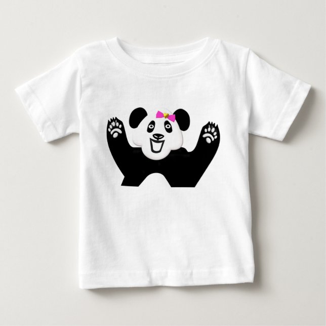 Camiseta De Bebé Panda adorable con arco rosado (Anverso)