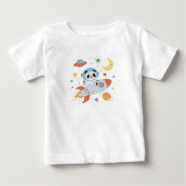 Camiseta De Bebé Panda astronaut azul y naranja