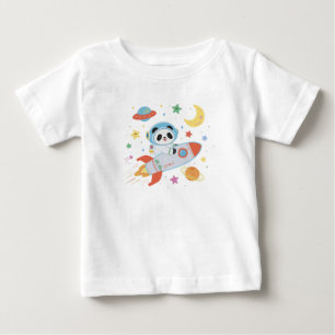 Camiseta De Bebé Panda astronaut azul y naranja