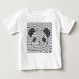 Camiseta De Bebé Panda Bear Face On Wave Pattern