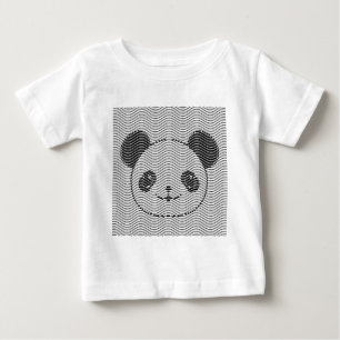 Camiseta De Bebé Panda Bear Face On Wave Pattern