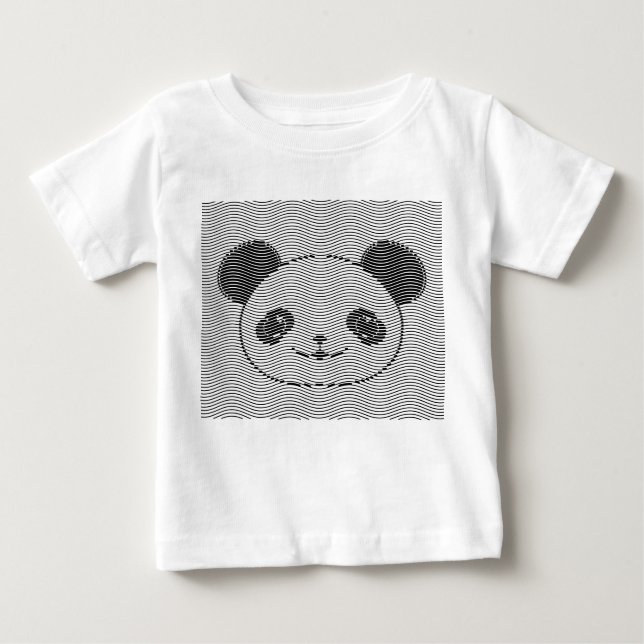 Camiseta De Bebé Panda Bear Face On Wave Pattern (Anverso)