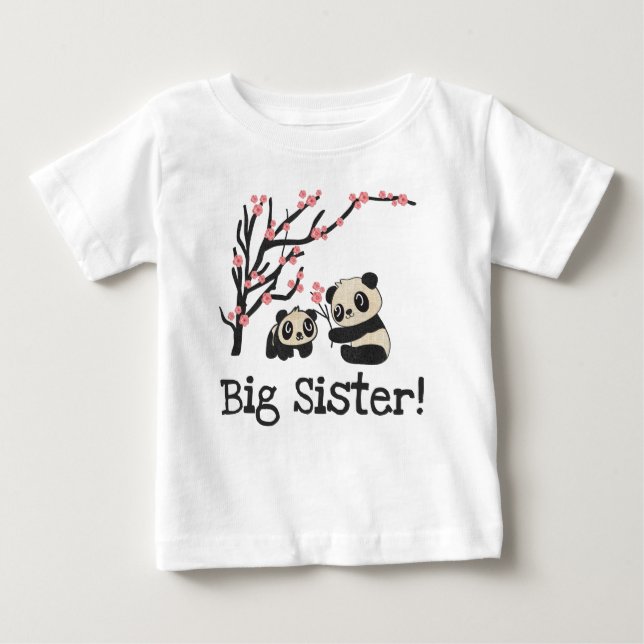 Camiseta De Bebé Panda Bears Big Sister (Anverso)