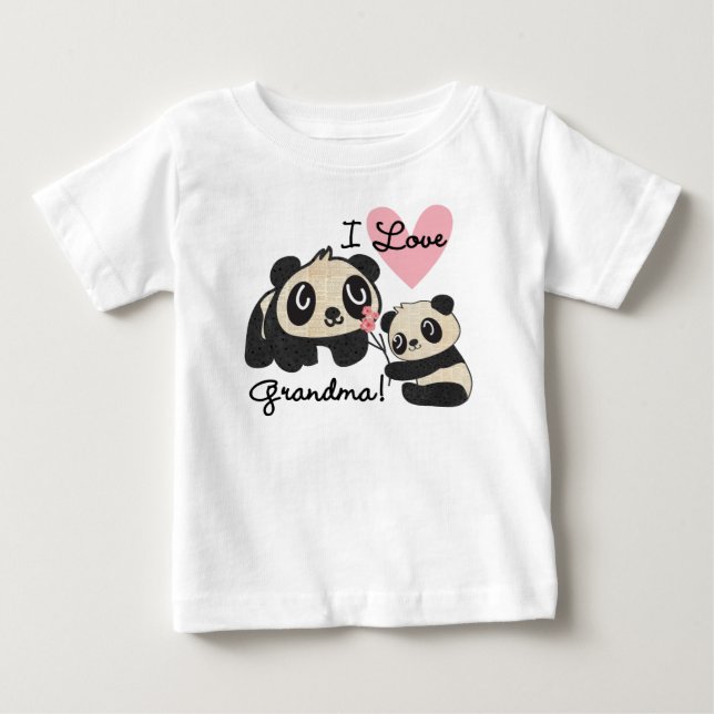 Camiseta De Bebé Panda Bears I Love Grandma (Anverso)
