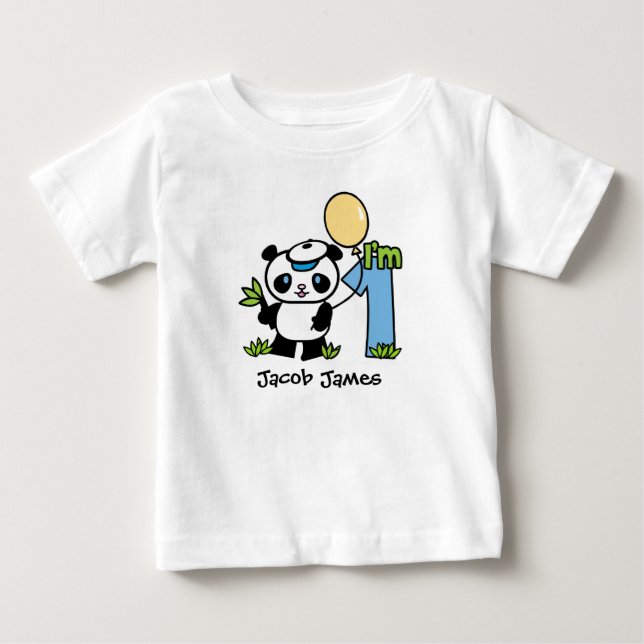 Camiseta De Bebé Panda Boy 1er cumpleaños (Anverso)