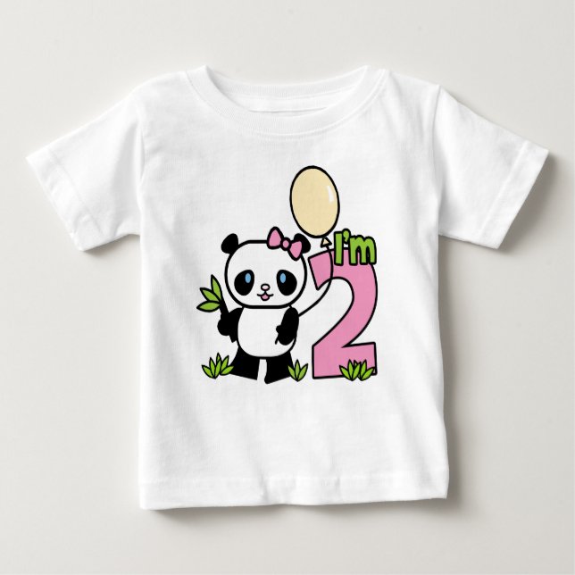 Camiseta De Bebé Panda Chica Segundo Cumpleaños (Anverso)