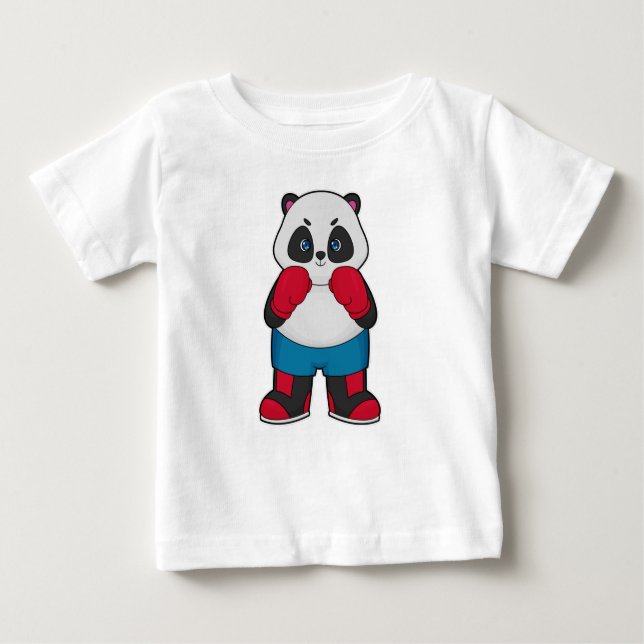 Camiseta De Bebé Panda como boxeador con guantes de boxeo (Anverso)